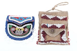 1900's Iroquois Beaded Flat Pouch & Trade Pouch