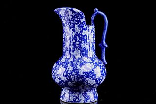 Very Large Ironstone Blue & White Calico Pitcher