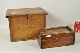 Two Early Primitive Wood Boxes