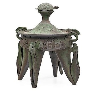 KEN FERGUSON Stoneware vessel w/ turtle