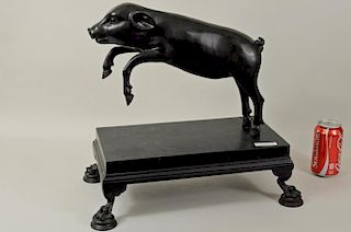 Bronze Sculpture Leaping Piglet