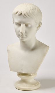 Fine Carved Marble Bust of Octavian