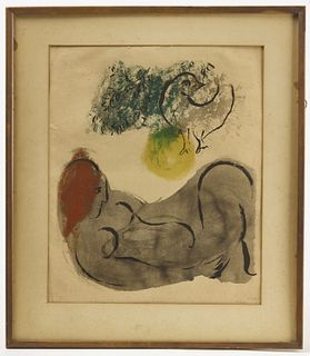 Chagall Hand Colored Print