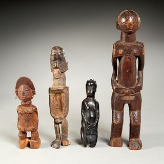 (4) old African carved wood figures, ex-museum