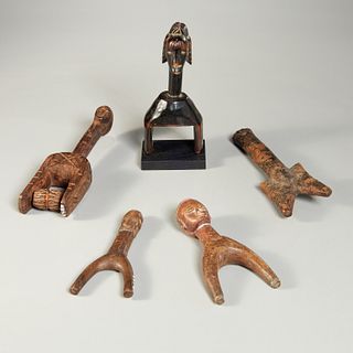 (5) African implements, Heddle pulleys, ex-museum