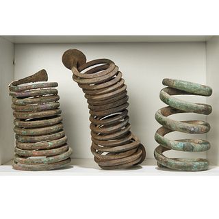 African Peoples, (3) coil currencies, exhibited