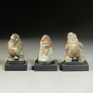 Kissi Peoples, (3) bronze fetish figures