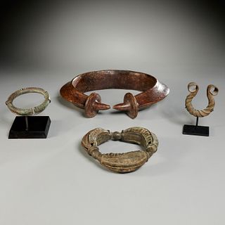 (4) old African metalware objects