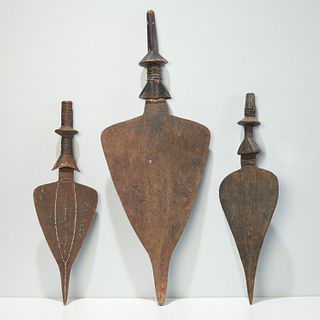 Bwaka Peoples, (3) large knives, exhibited