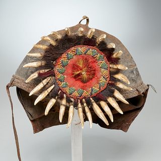 Aboriginal chief's hat w/ tooth pendant