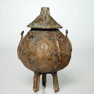 Dogon bronze lidded vessel, ex-WundermanColl.