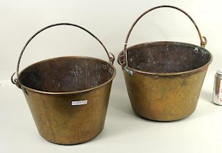 Two Vintage Brass Buckets