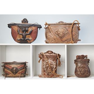 Kuba and Pende Peoples, (5) carved boxes