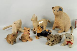 Eight Early Stuffed Cat Toys