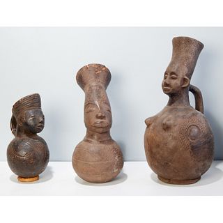 Mangbetu Peoples, large Nembwo pottery vessels