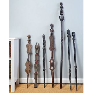 Luba, Toma, Baule Peoples, (7) canes and scepters