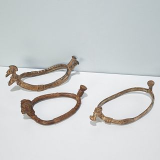 Lobi/Gan Peoples, (3) bronze anklets