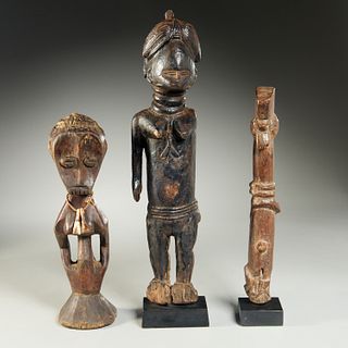 (3) Old African carved tribal figures, ex-museum