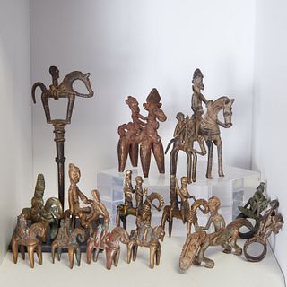 (14) West African bronze equestrian figures