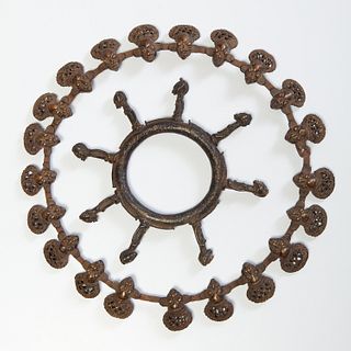 (2) West African bronze ring ornaments