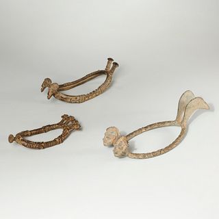 Lobi/Gan Peoples, (3) bronze anklets