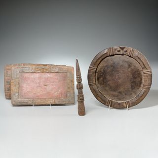 Yoruba Peoples, (3) divination boards and tapper