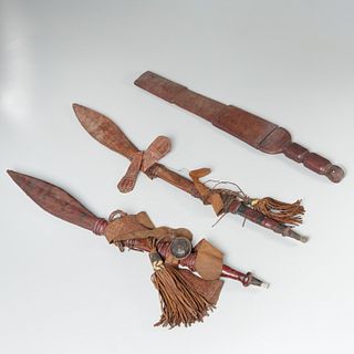 Tuareg Peoples, (3) swords in leather scabbards