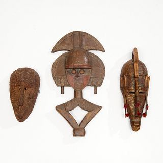 (3) African carved wood and metal artifacts