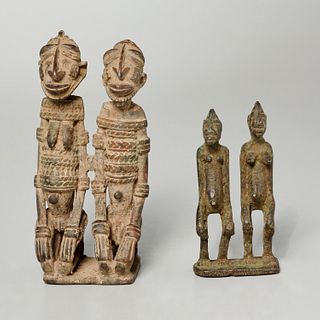 Dogon Peoples, (2) bronze couple pendants