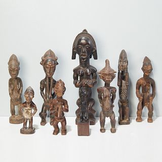 Group (9) African carved wood figures