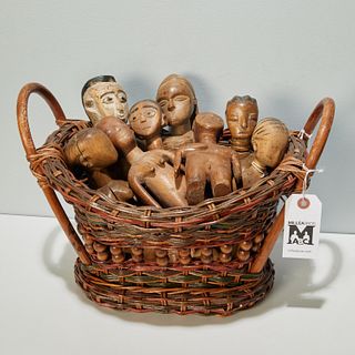 Collection African carved wood dolls