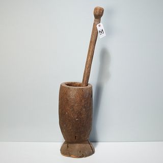 African carved wood mortar and pestle