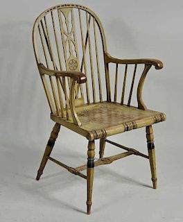 Unusual Paint Decorated Windsor Arm Chair
