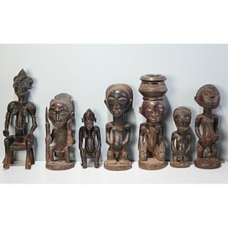 Group (7) large African style carved figures