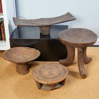(4) African stools, incl. Nayamwezi Peoples