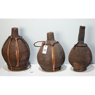 Kuba Peoples, basket woven water jugs