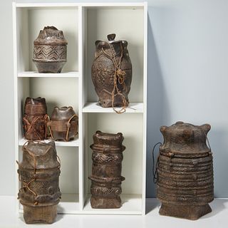 Kuba Peoples, (7) lidded box containers