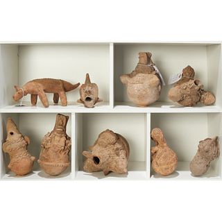 Chamba Peoples, (9) pottery figures & vessels