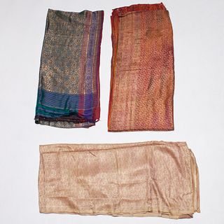 (3) Vintage Indian silk brocade saris