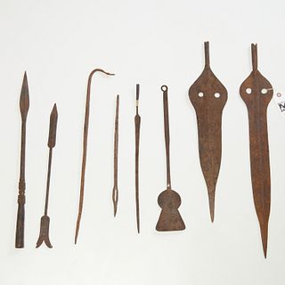 (8) African spear blades and iron tools