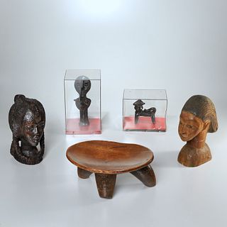 (5) African tribal carvings & figurines, ex-museum