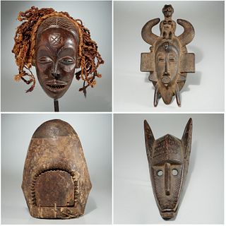 Group (4) African style wood masks