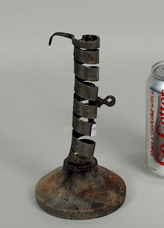 Early Wrought Iron Corkscrew Candlestick