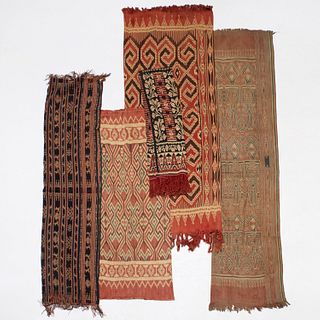 Group (5) vintage Southeast Asian Ikat textiles