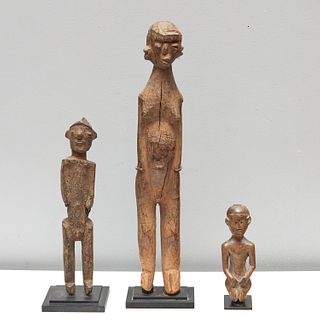 Nyamwezi Peoples, (3) carved wood figures