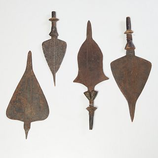 Kuba Peoples, (4) iron currency blades & swords