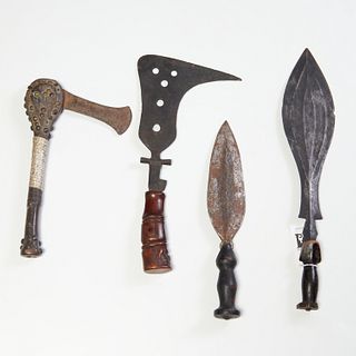 (4) African iron axe and knife currencies
