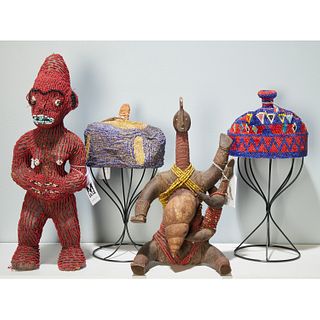West-Central African beaded figures and hats