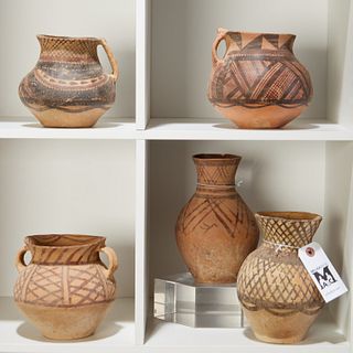 Group (5) Chinese Neolithic style pottery vessels