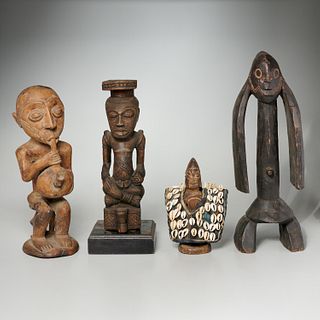 Group (4) African carved wood figures